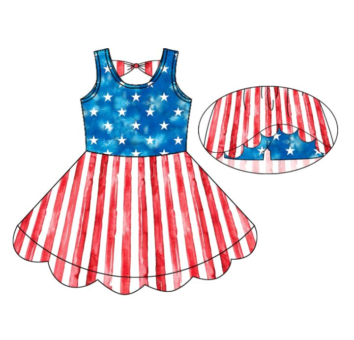 custom MOQ5 ) 4th July dress active wear sibling yoga girl dress 202505
