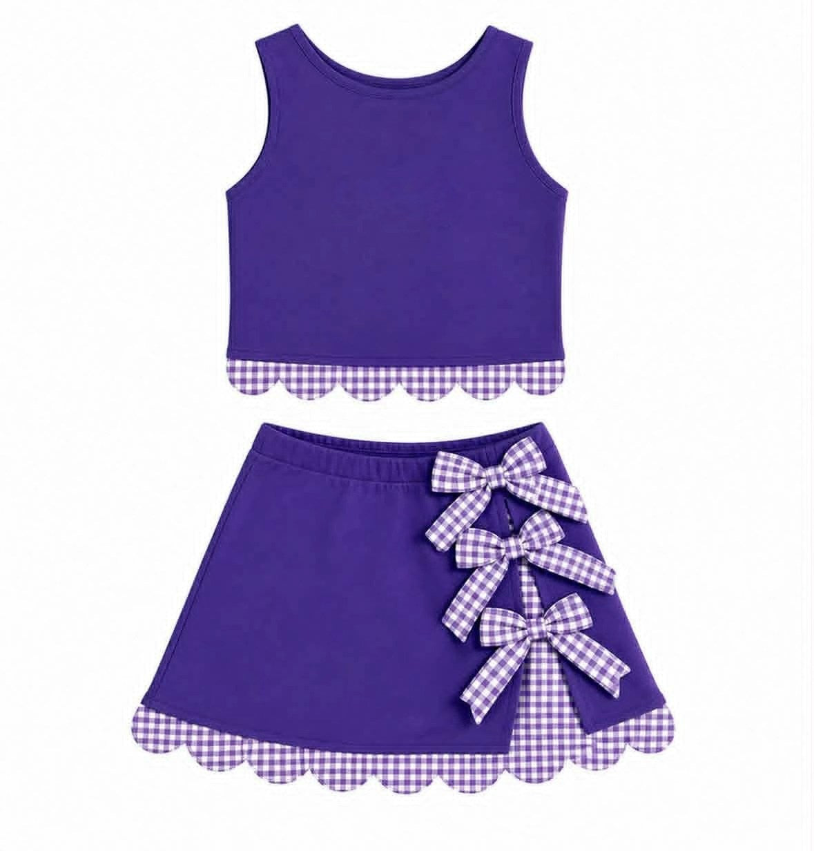 GSD4225 YOGA Scallop bow purple girl outfit skirt 202605 preorder