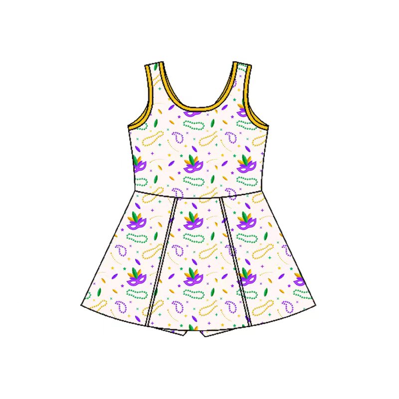 CUSTOM MOQ8 YOGA Mardi Gras girl dress 202509