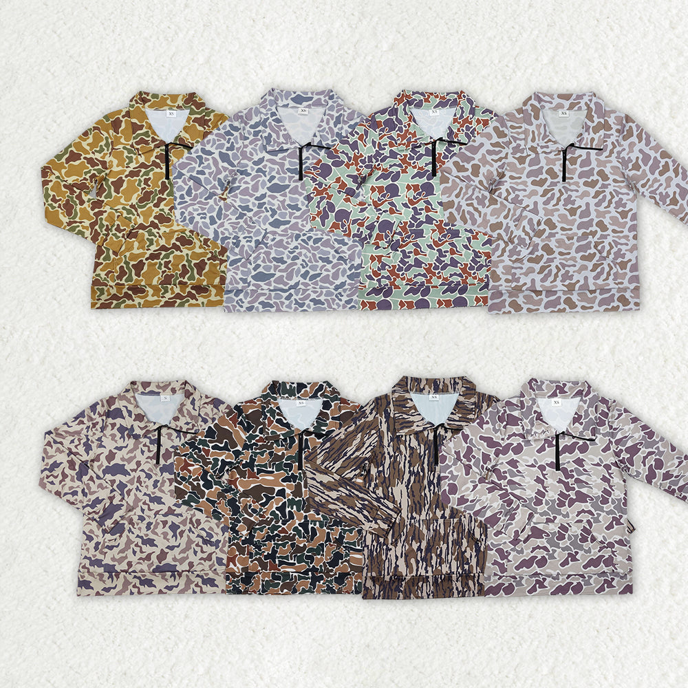 GT0830 adult woman camo zipper pollover tee top t-shirt fall winter clotehs 202411 RTS