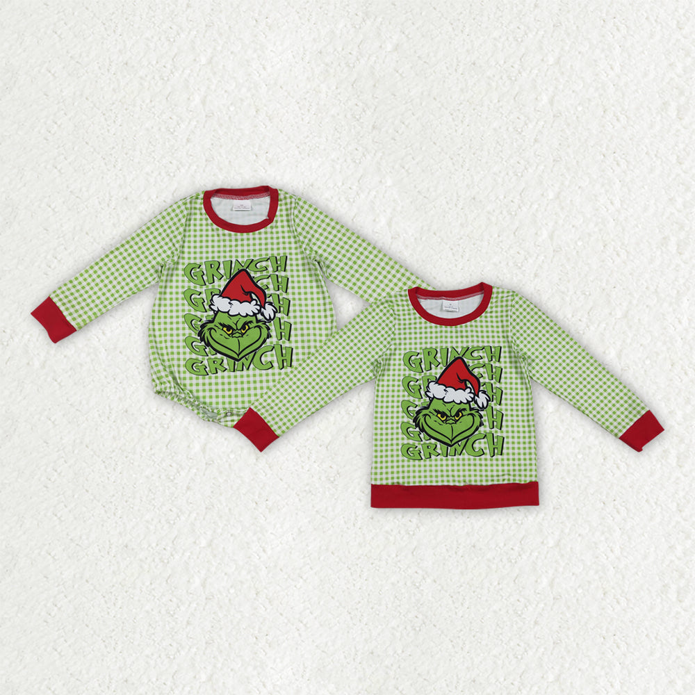 LR2555  Christmas Grinch boy summer romper 202509 RTS