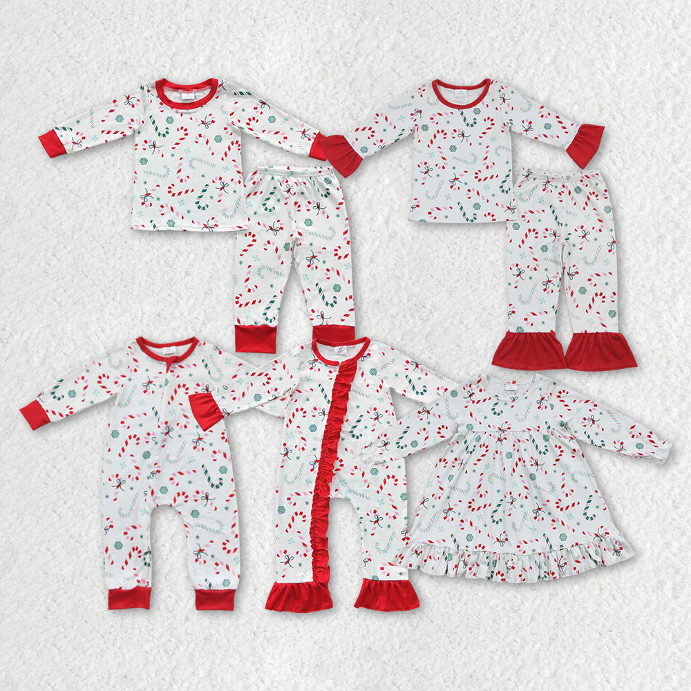 LR0506 zip up Christmas candy long sleeve boy girl romper 20230819