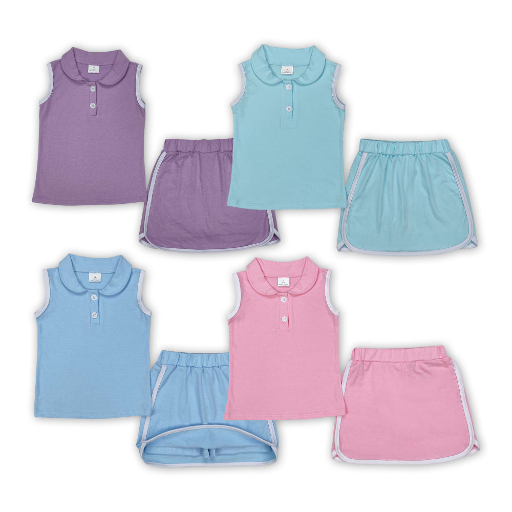 GSD1975 cotton PINK sports skirt short sleeve shorts girl outfit RTS Free shipping order $100+