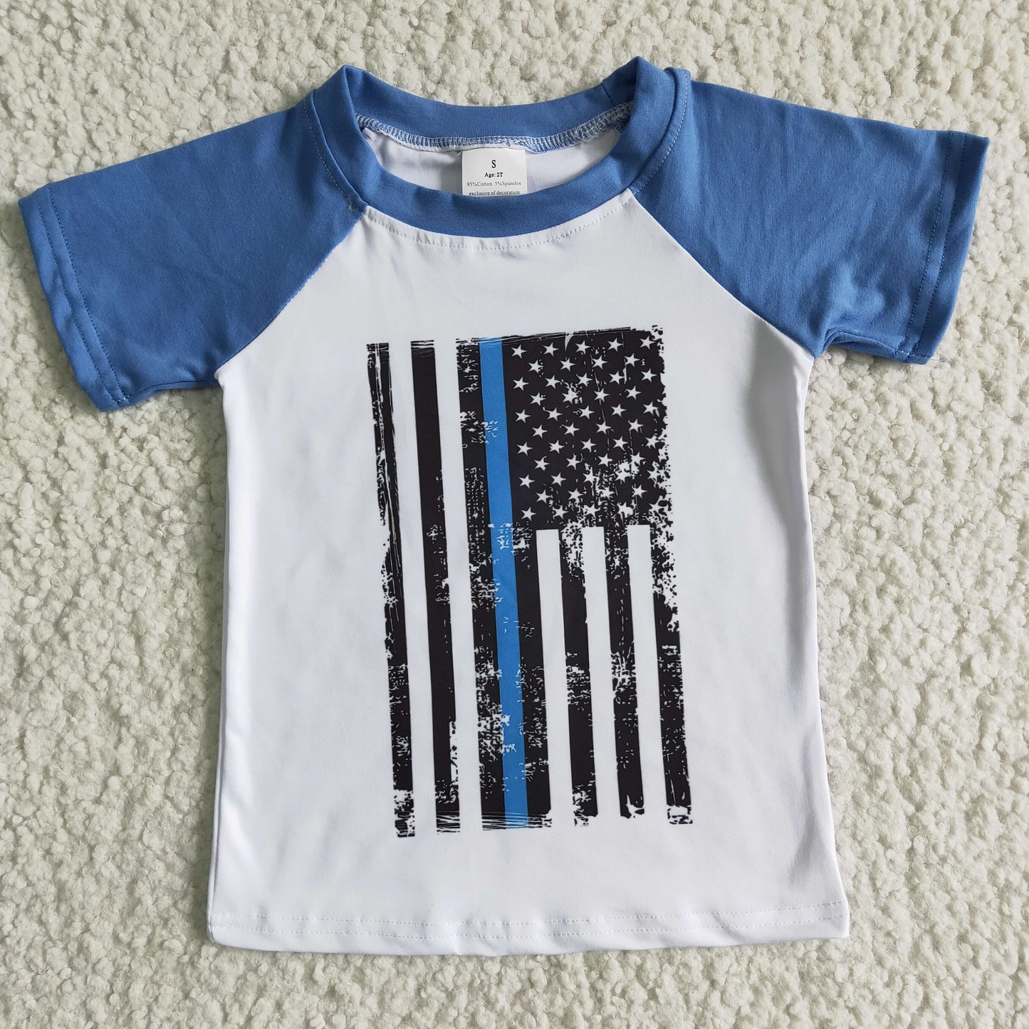 Promotion RTS A9-17 4th of July stripe star blue white boy short sleeve top