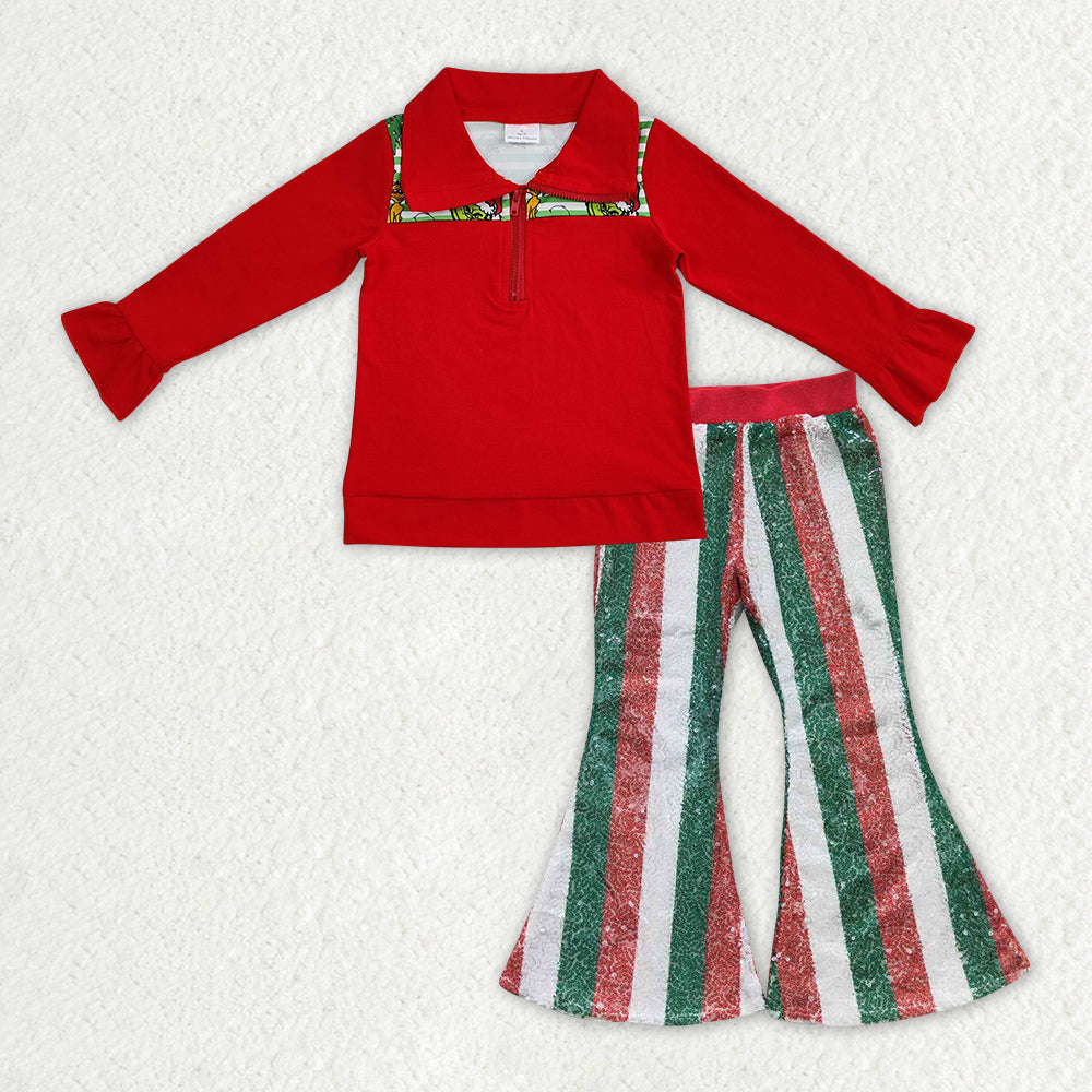 GSPO 组合 Christmas grinch Western sequin girl outfit 202411 RTS