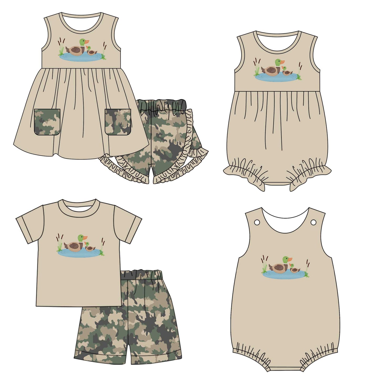 BSSO1053 preorder duck camo short sleeve shorts boy outfit 202411(