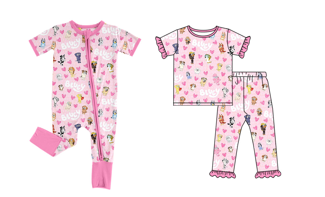 SR2058 western love bluey dog girl romper 202410 preorder sibling