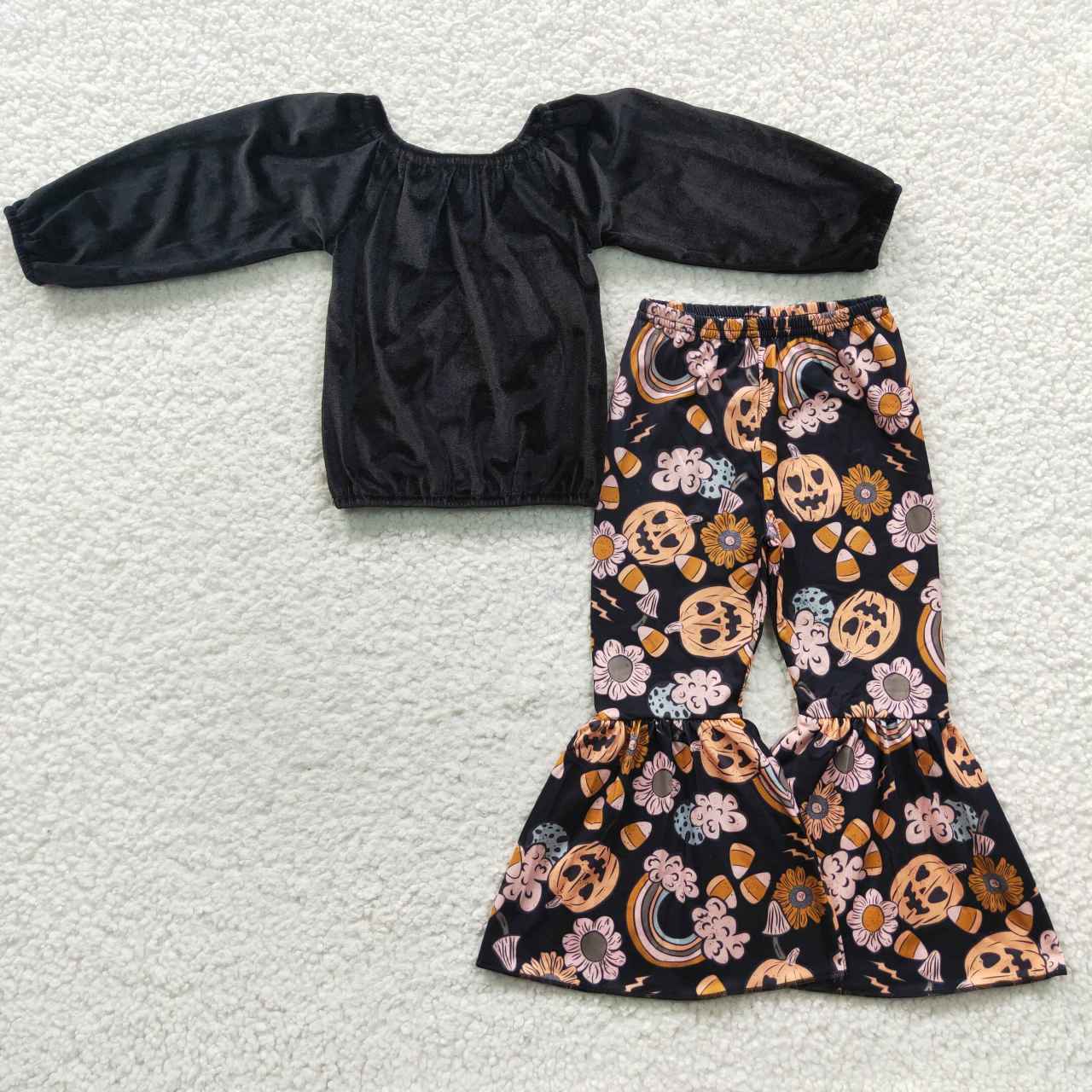 组合GLP0436 long sleeve cartoon pumpkin flower velvet top girl outfit 20230706 RTS