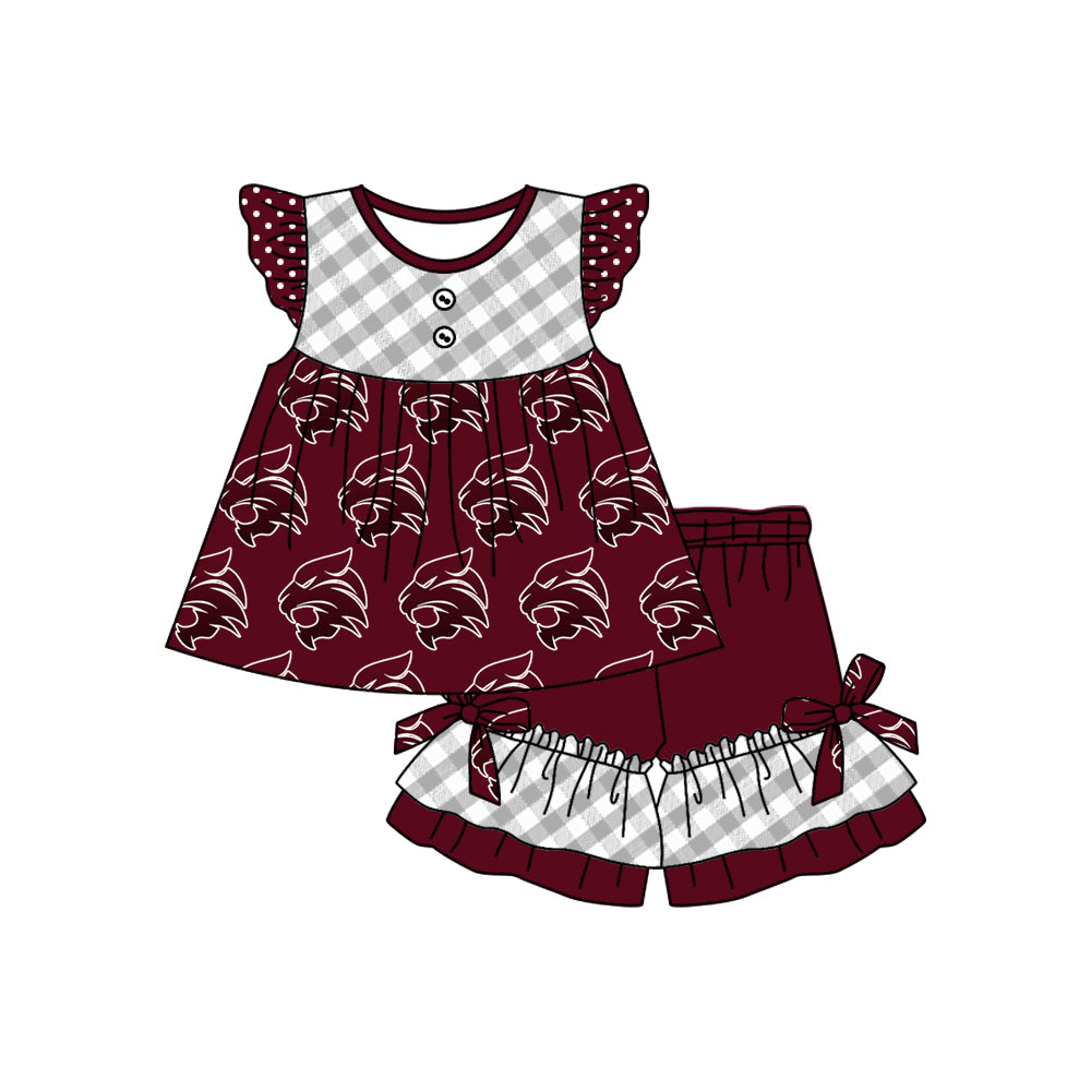MOQ5 Custom Wildcat Gingham Set girl outfit