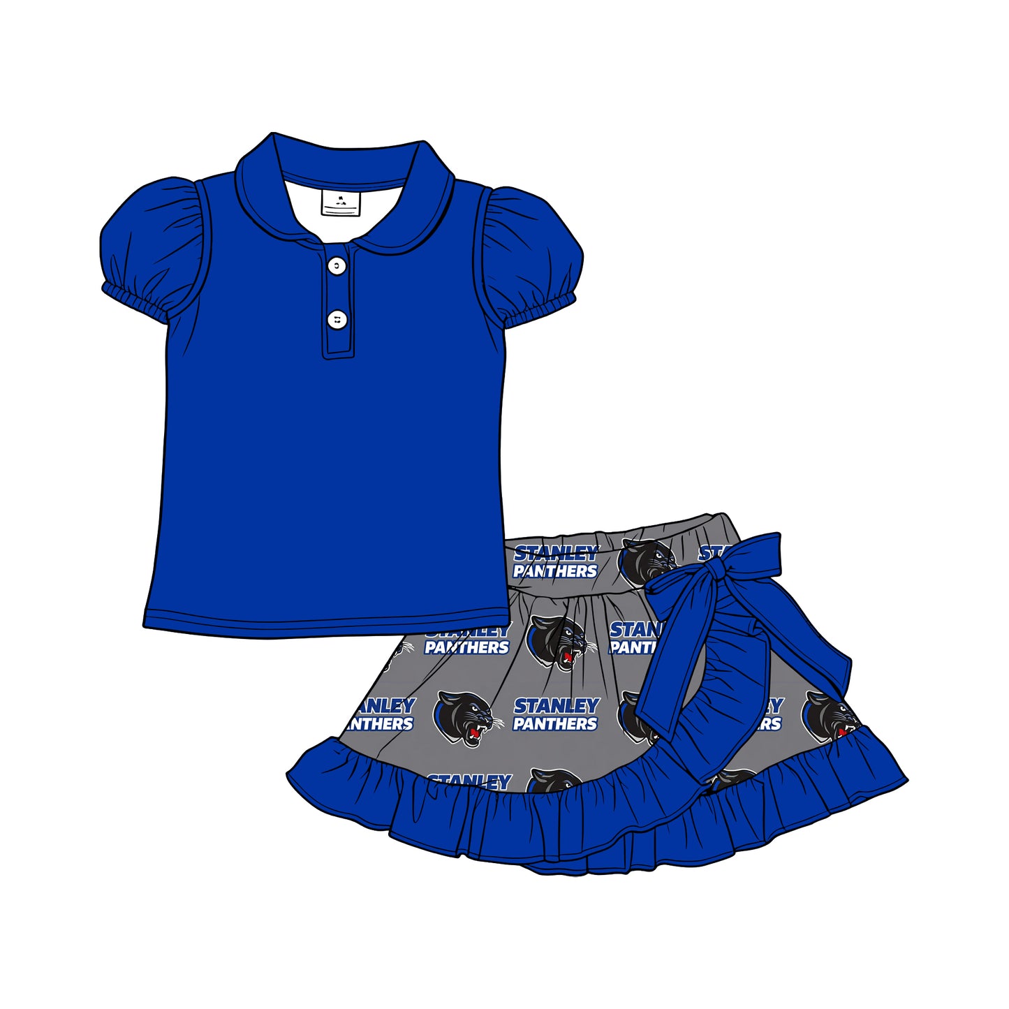 CUSTOM MOQ8 Stanley Panthers blue Skort Set - cotton shirt girl outfit Skirt 202603