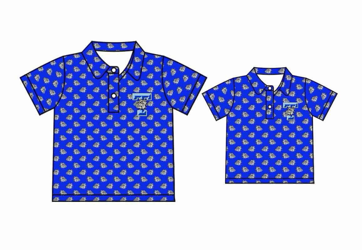 custom MOQ 3 BUTTONS RTS bulldog T team boy top clothes