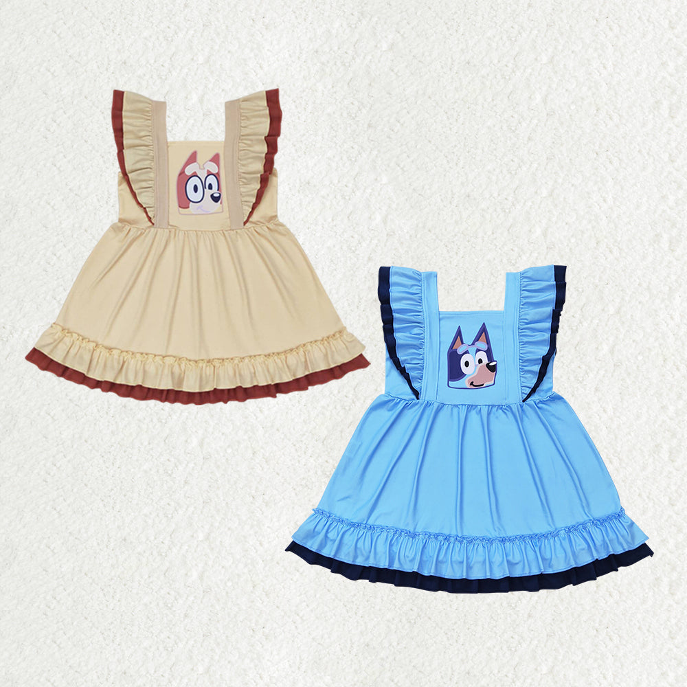 GSD1185 Bluey dog short sleeves girl dress 202405 RTS