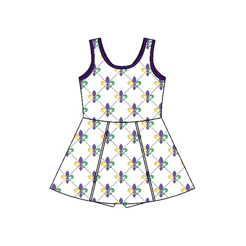 CUSTOM MOQ8 YOGA Mardi Gras girl dress 202509