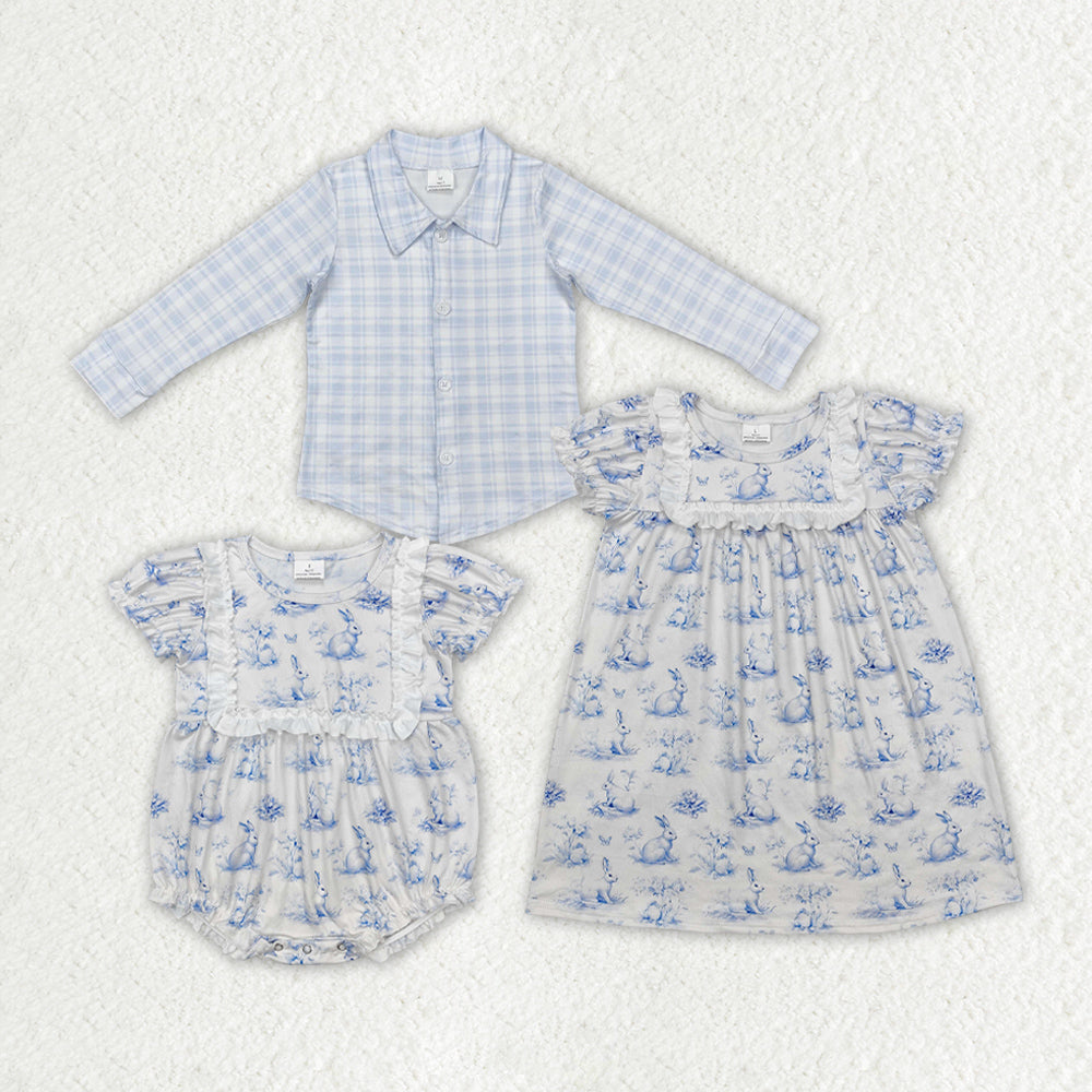 BT1075 western plaid easter button boy top shirt RTS 202412