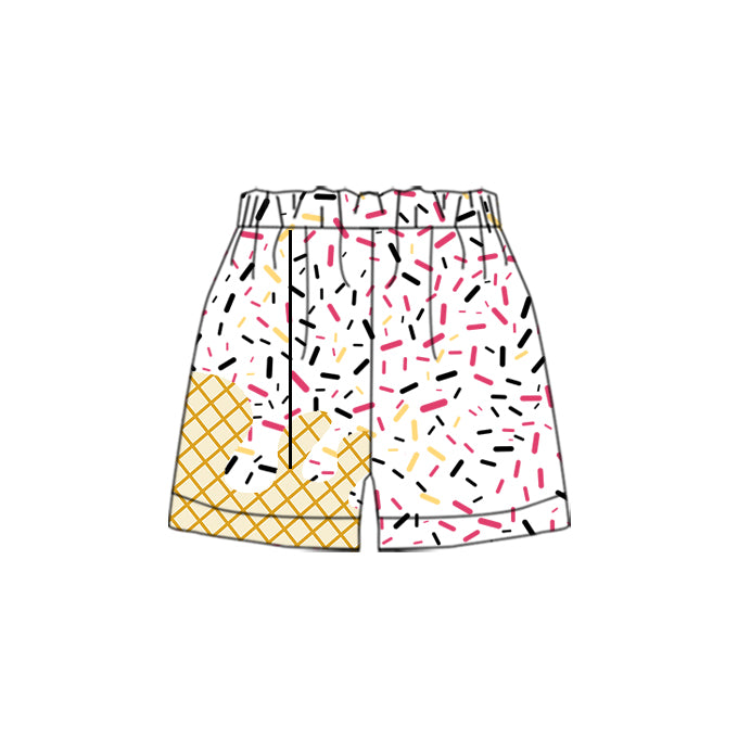 white yellow MOQ3 logo CUSTOM KIDS shorts 202503