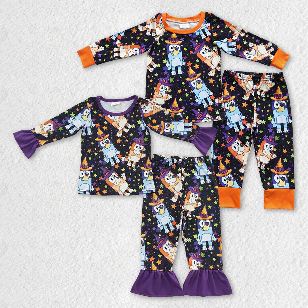 BLP0273 RTS Halloween blue dog long sleeve pants boy outfit 20230805 RTS