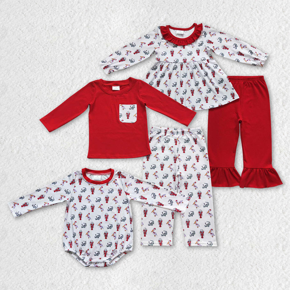 BLP0300 alligator alligator cray fish duck long sleeve kids boy pajamas outfit 202230913