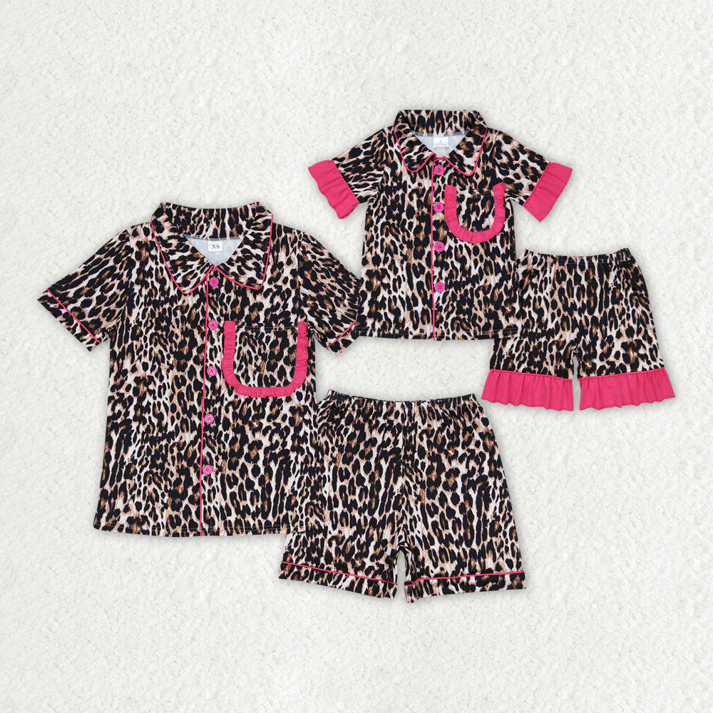 GSSO1122 adult and kids Women leopard summer pajamas 202406 RTS sibling