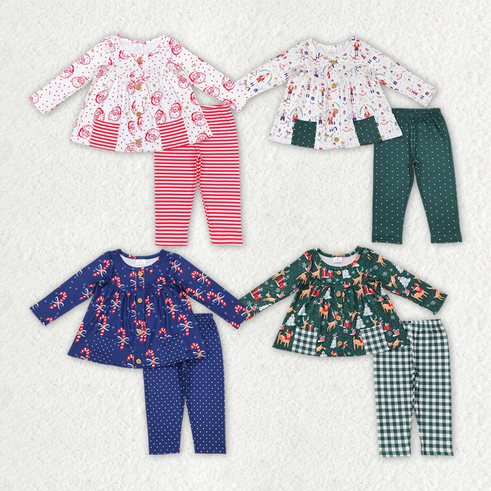 GLP0992 RTS Christmas cane candy outfit long sleeve girl outfit 202407 RTS sibling
