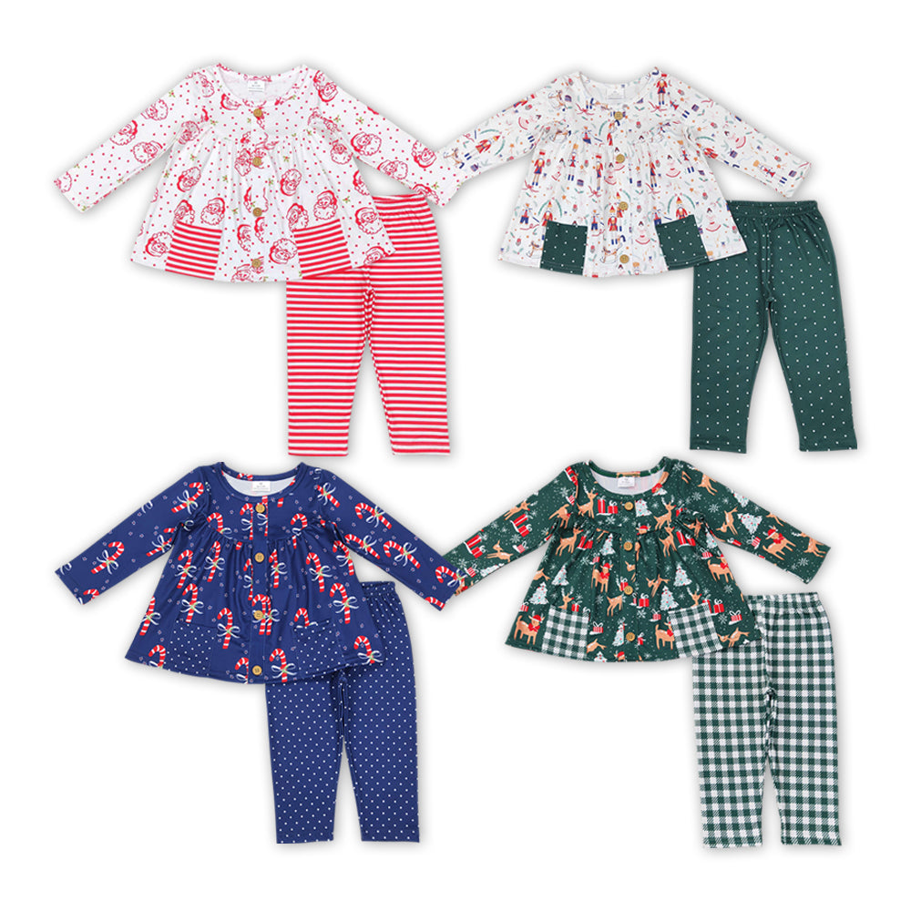 GLP0989 RTS Christmas santa outfit long sleeve girl outfit 202407 sibling