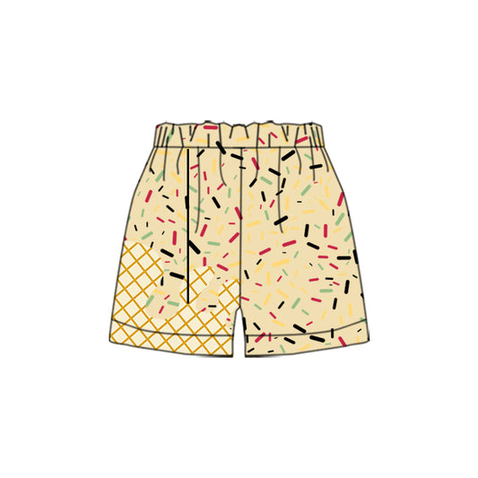 beige yellow MOQ3 logo CUSTOM  KIDS shorts