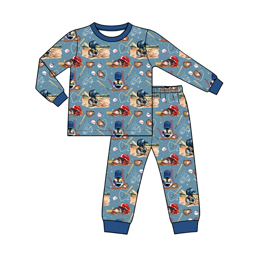 Preorder (moq 5) Baby Boy Clothes Baseball Animal Mixed Print Long Sleeve Jogger Pajama Set