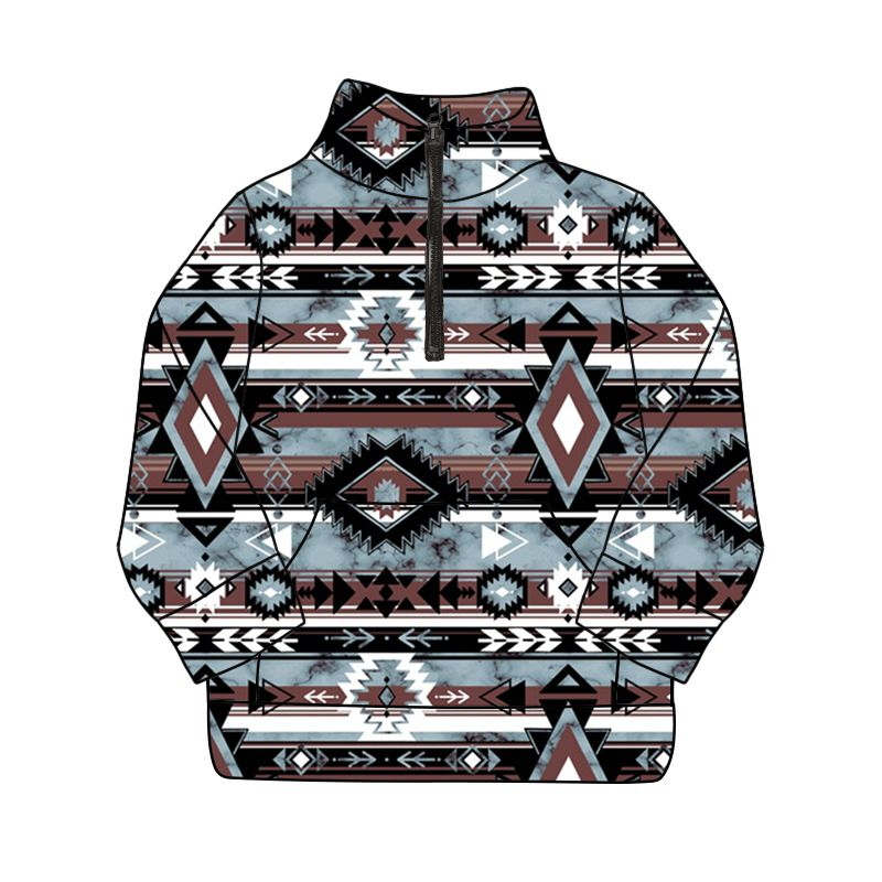 BT1067 western Geometric boy top coat pullover 202411 preorder(
