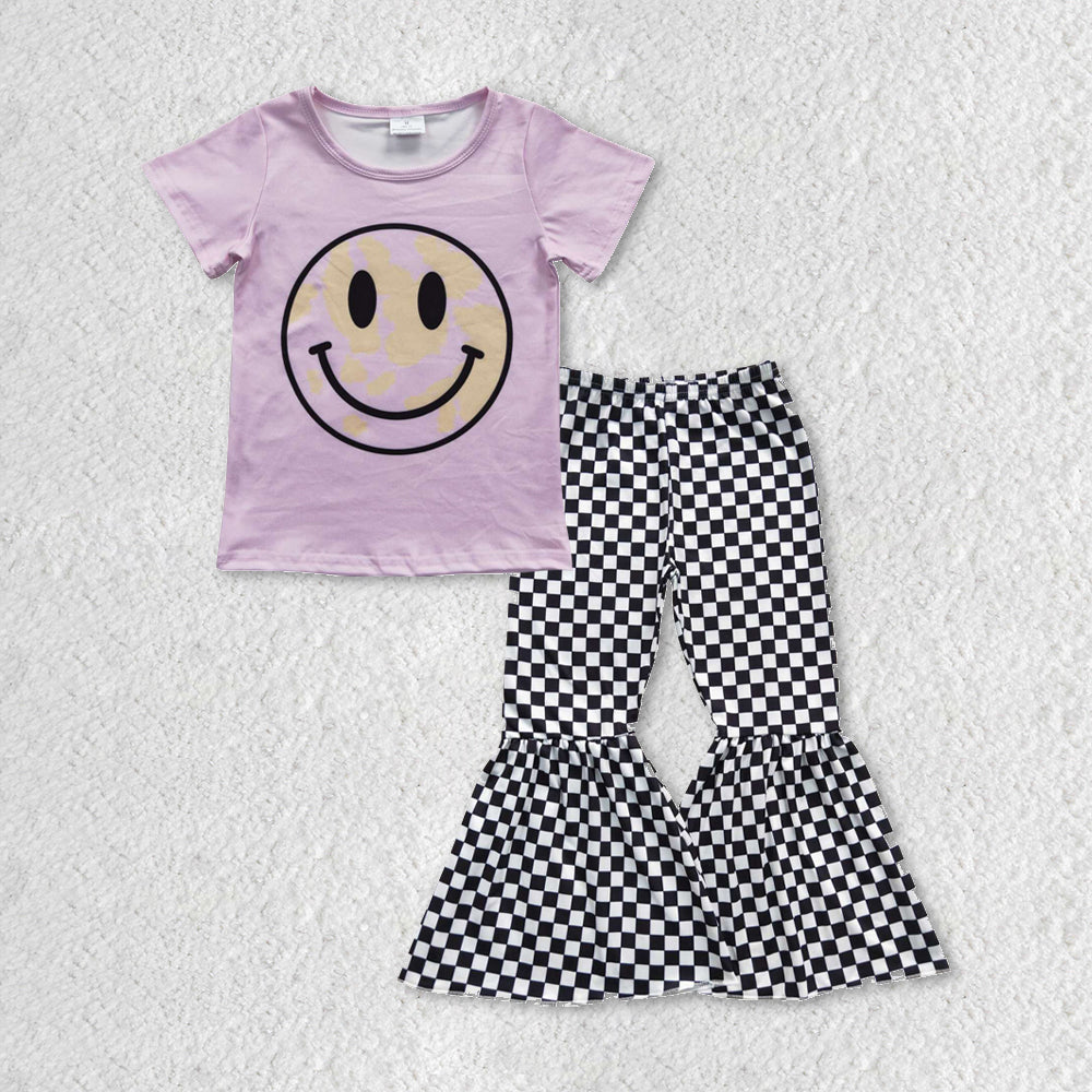 组合GSPO0660 pink smile checkerboard short sleeve girl outfit 20230513 RTS