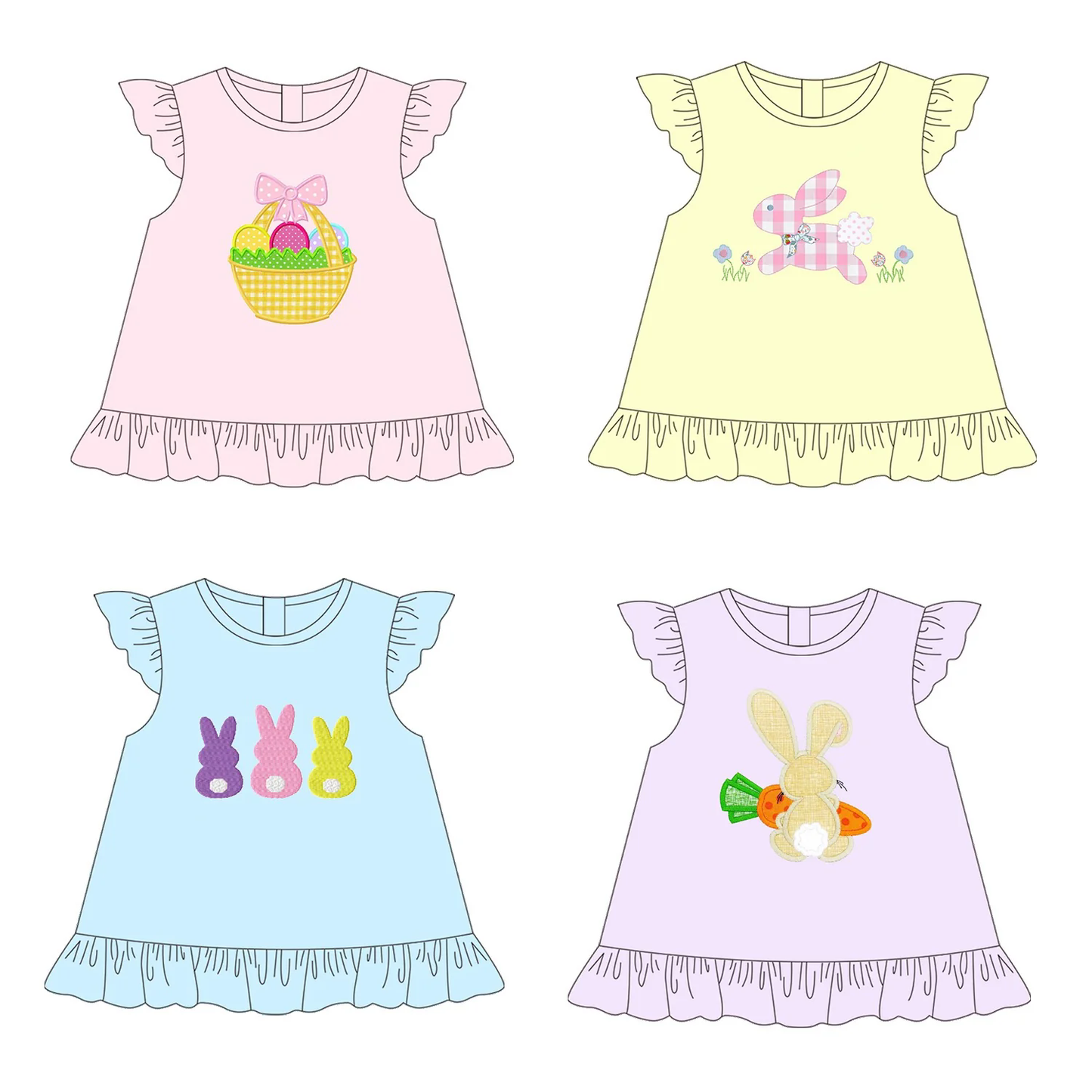 GT0944 Easter eggs bow top kids girl 202501 preorder