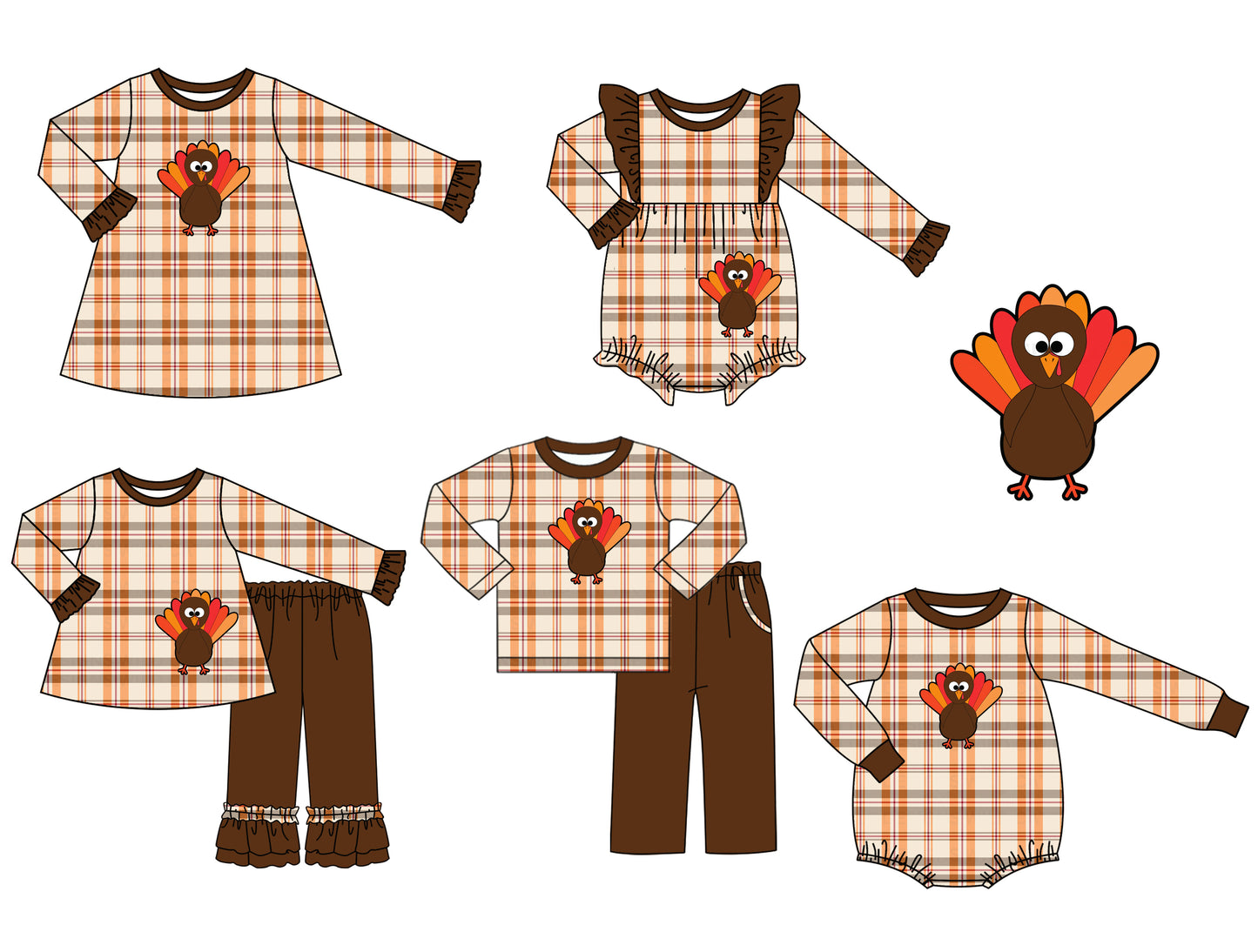 LR1166 turkey girl romper 202406 preorder sibling