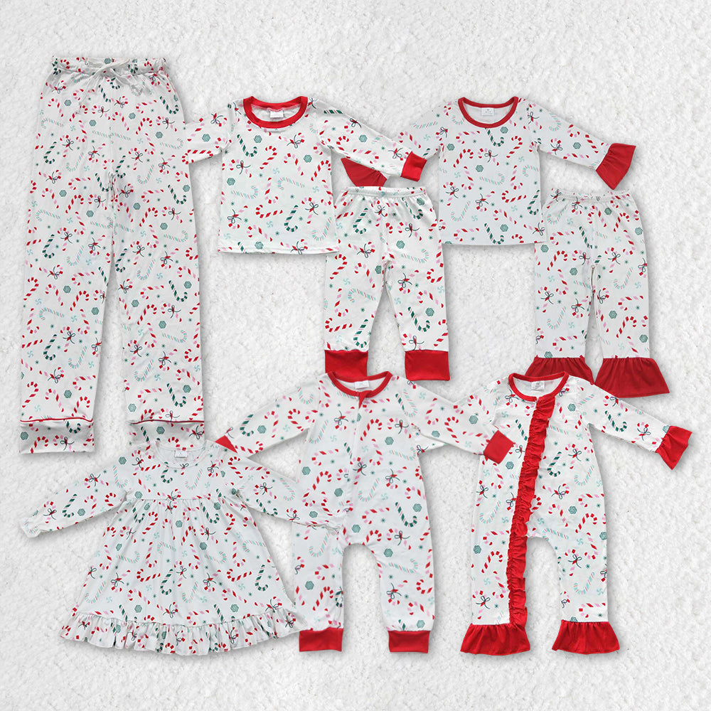 LR0506 zip up Christmas candy long sleeve boy girl romper 20230819