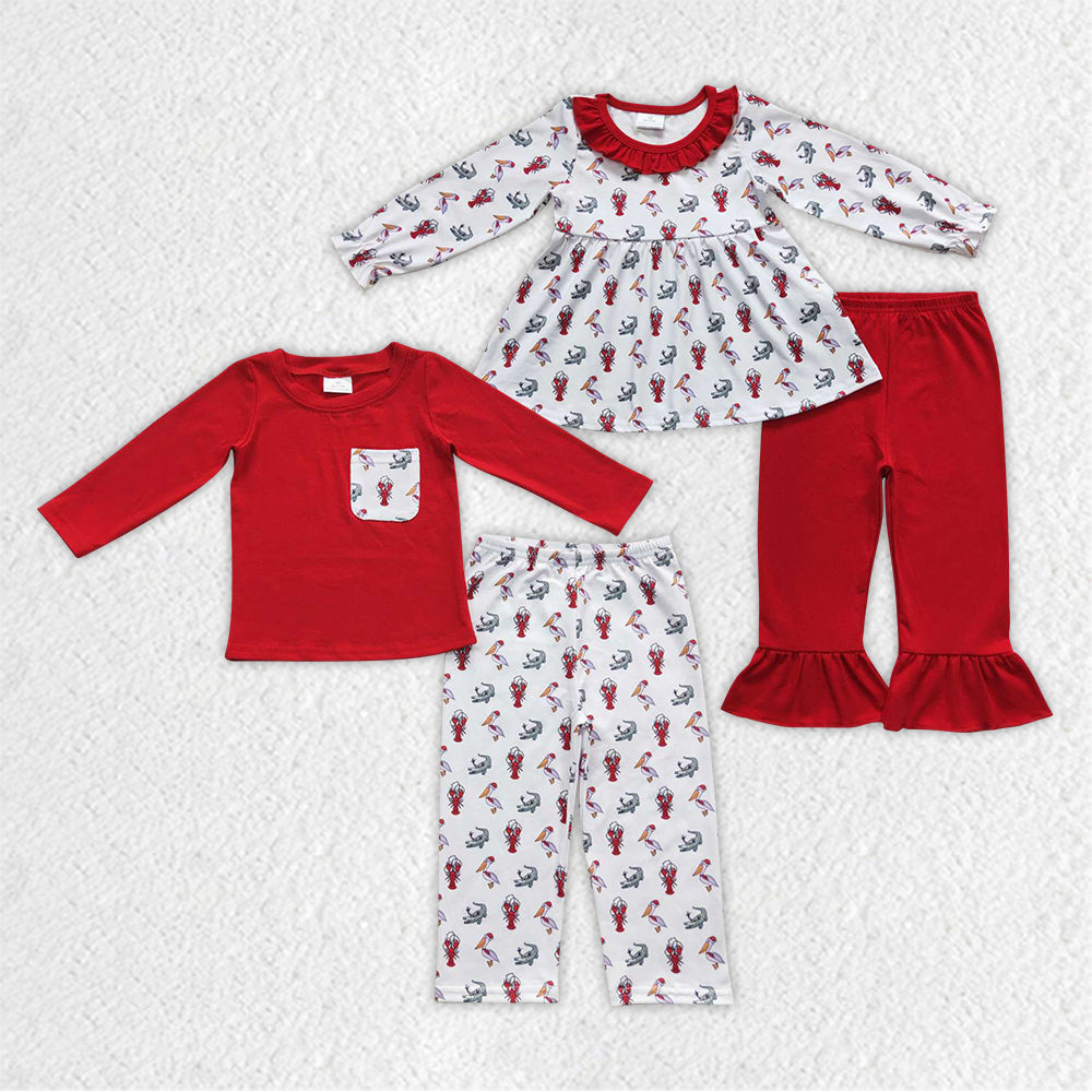 BLP0300 alligator alligator cray fish duck long sleeve kids boy pajamas outfit 202230913