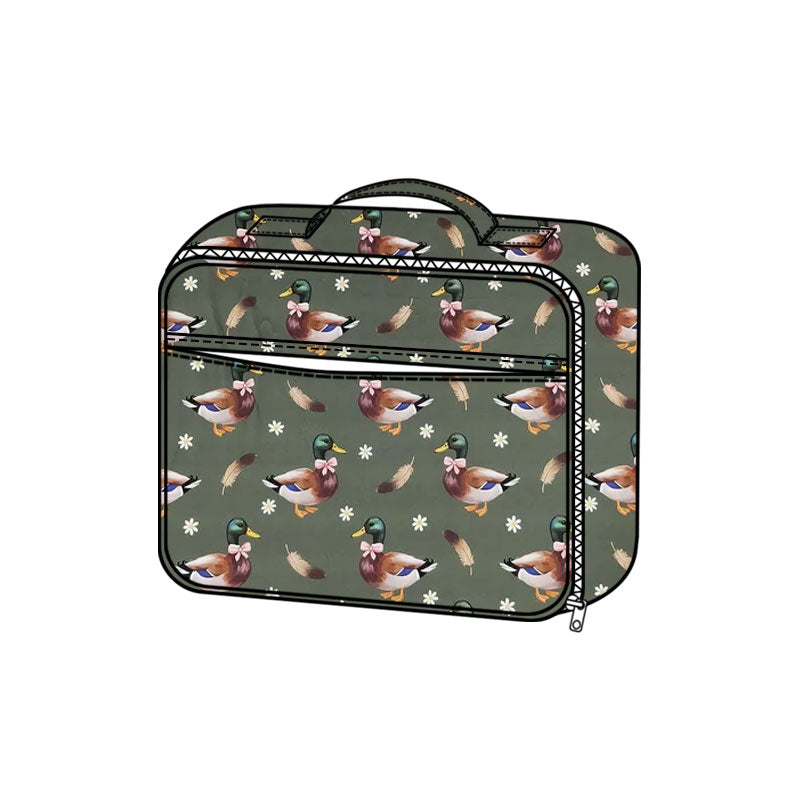 Preorder (moq 5) Kids Travel Toiletry Bag Mallard Duck Daisy Feather Print Portable Cosmetic Storage Bag