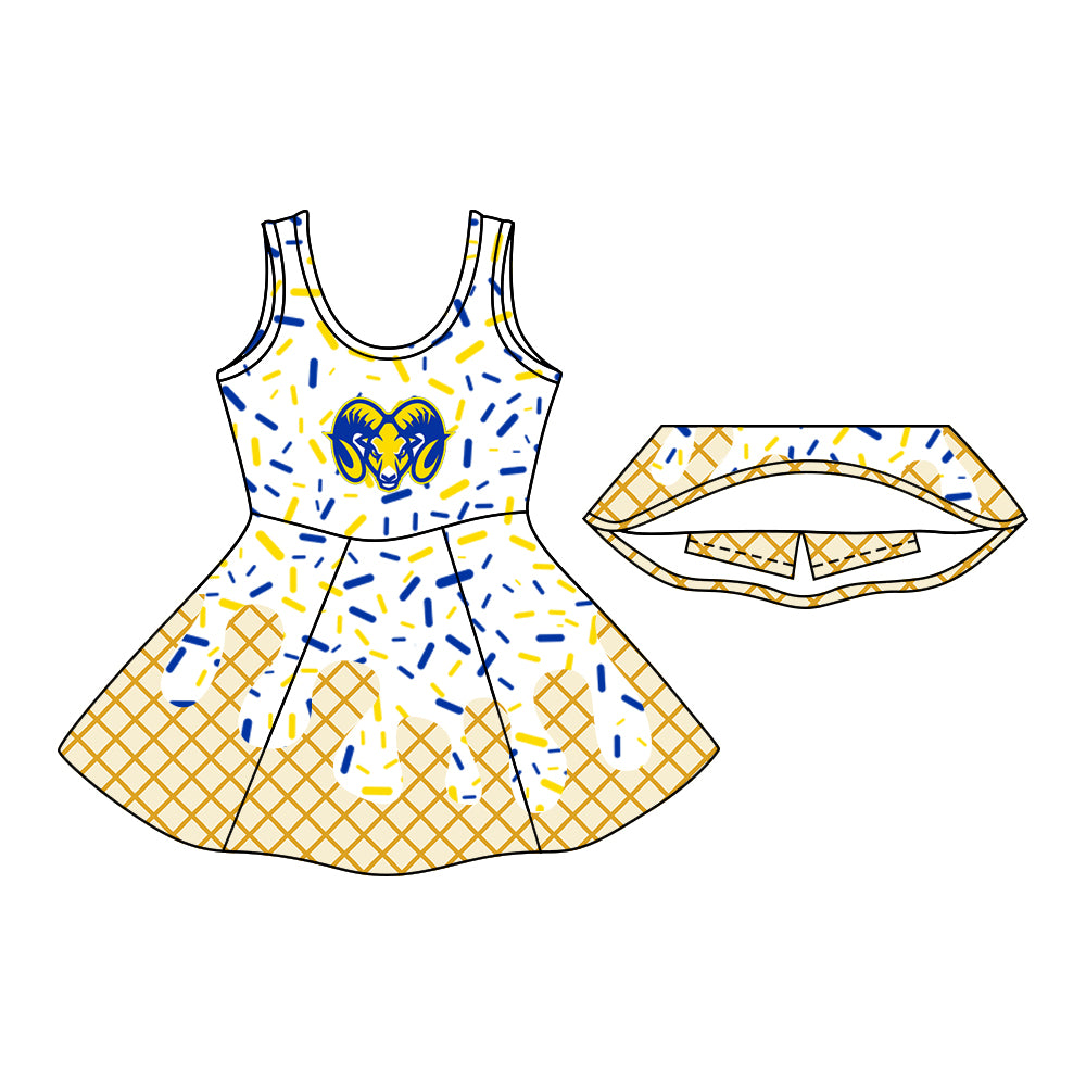 MOQ5 Custom  Rams  ice cream Yoga girl dress 2025