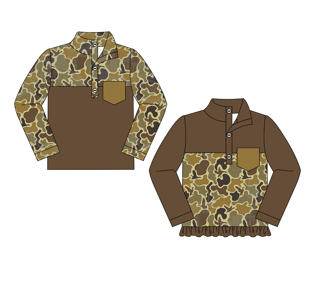 CUSTOM MOQ3 ---BT0968 long sleeve camo girl top coat pullover