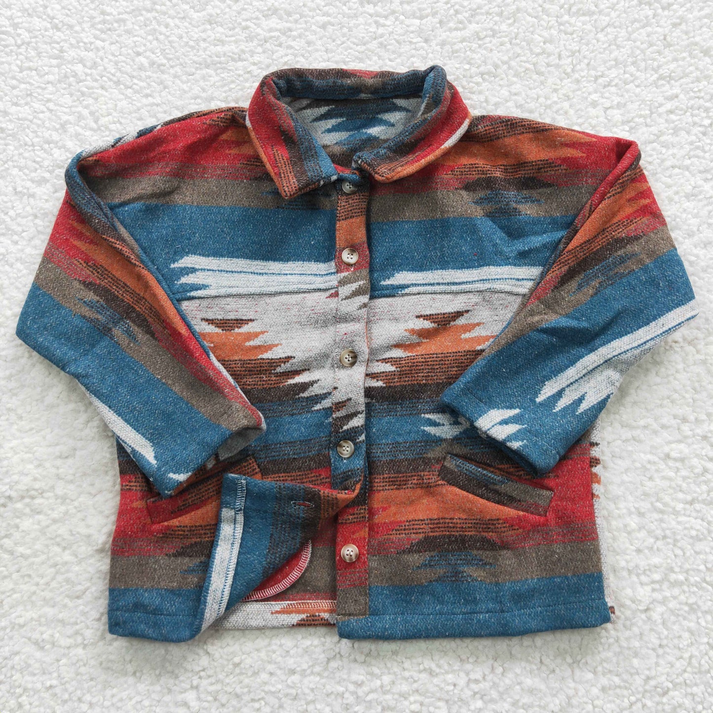 BT0232 BLUE AZTEC long sleeve Cotton shirt Shackets Jacket coat 20230704 RTS