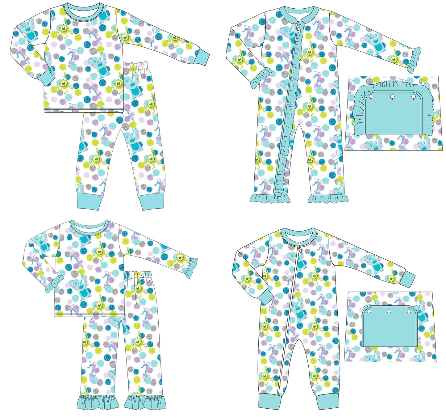 BAMBOO GLP1345 frog girl pajamas outfit 202408 sibling RTS
