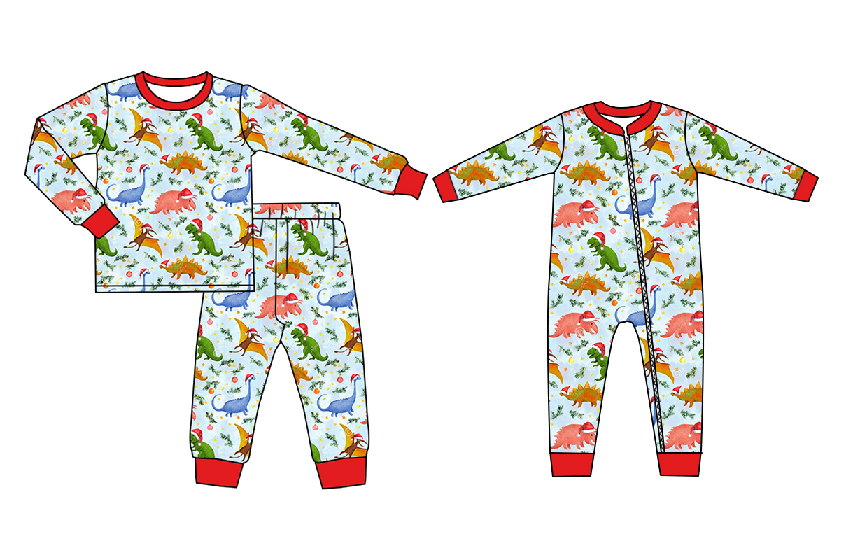 -BAMBOO Christmas dinosaur sibling BLP0664 boy pajamas outfit 202408