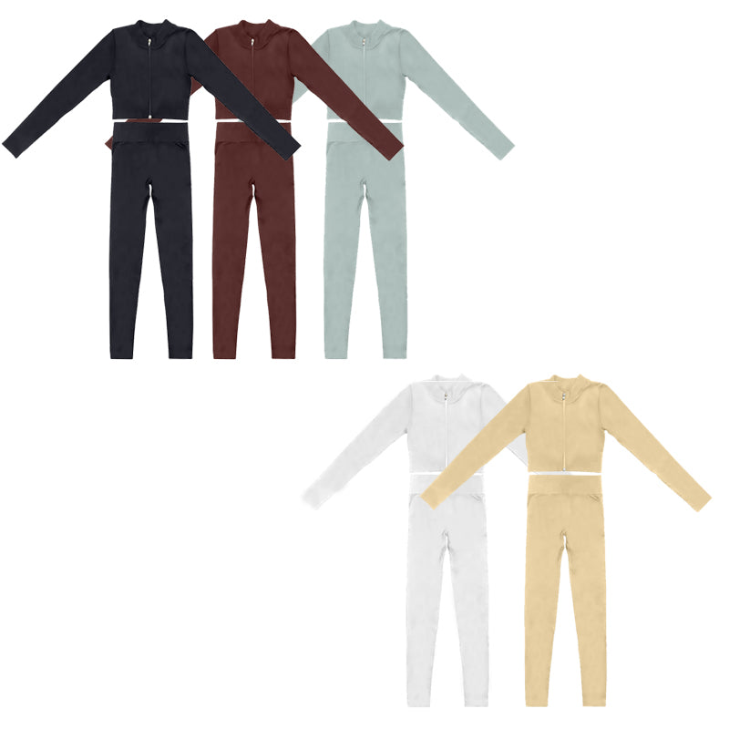GLP2104组合 preorder yellow kids yoga zipper girl clothes outfit 202410