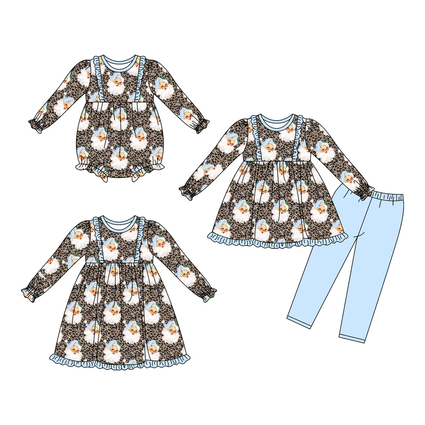 LR1078 Christmas santa girl romper 202405 preorder sibling