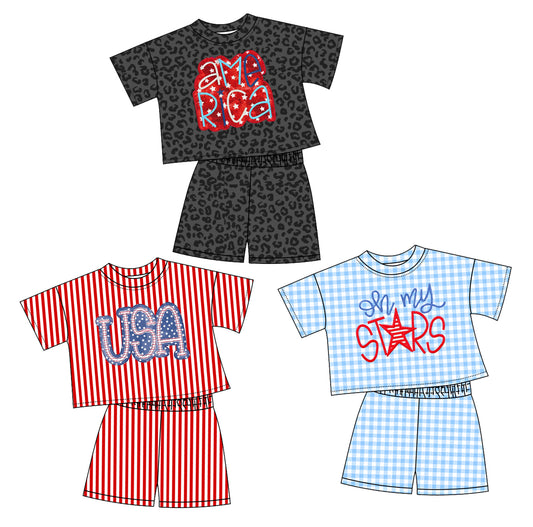 GSSO2576  preorder 4th July America USA boy summer outfit 202504