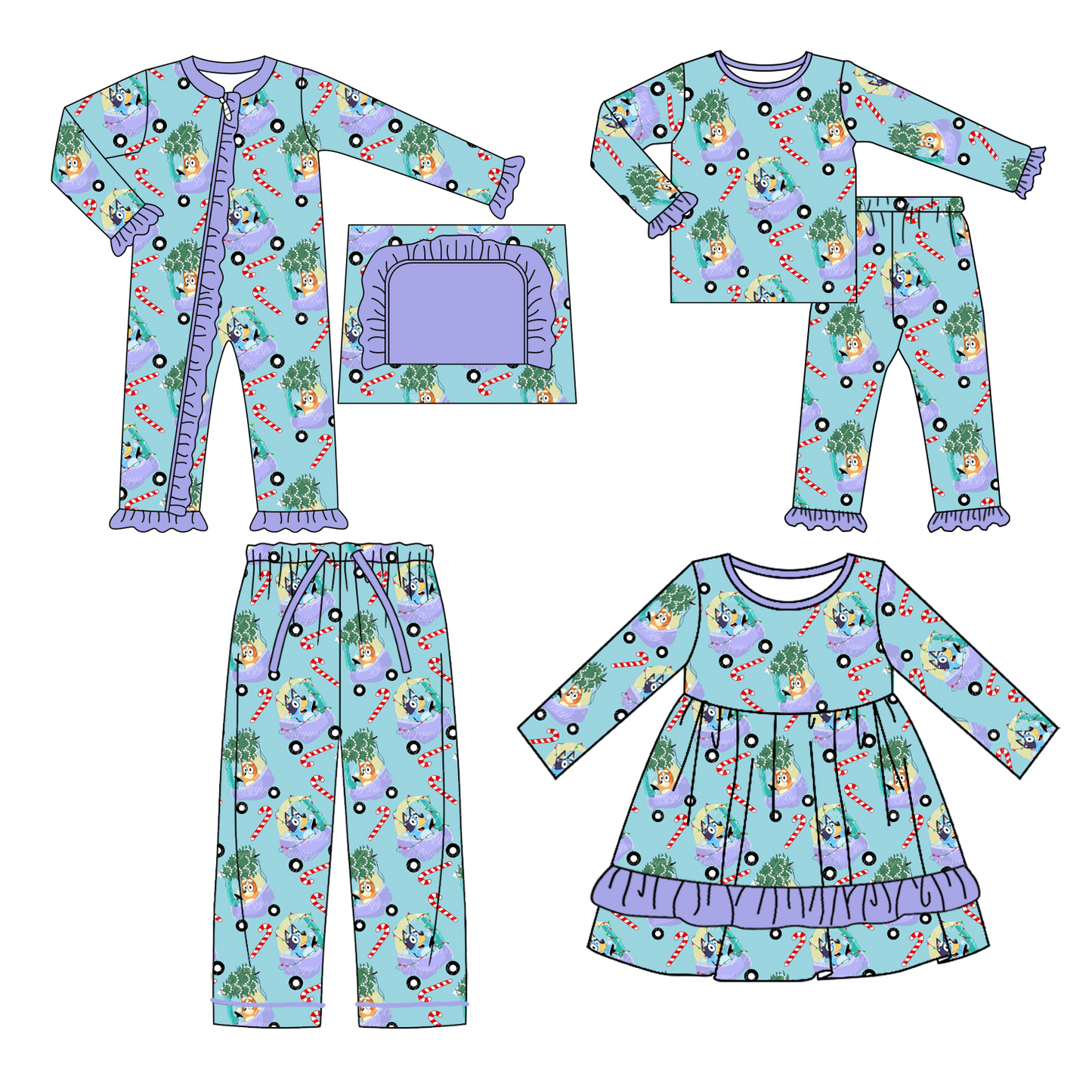 LR1419 BAMBOO Christmas bluey LR1419 girl romper 202408 RTS