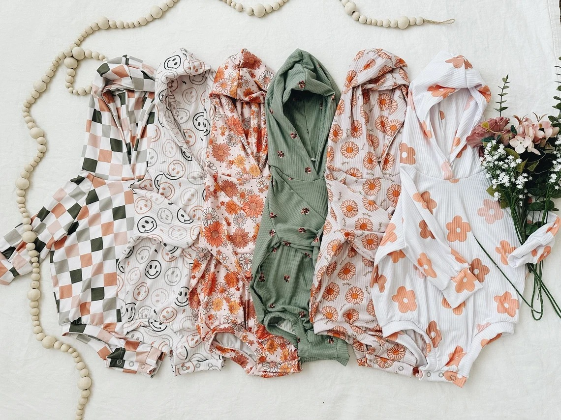 LR1886 sibling flower hoodie girl romper 202408 preorder(