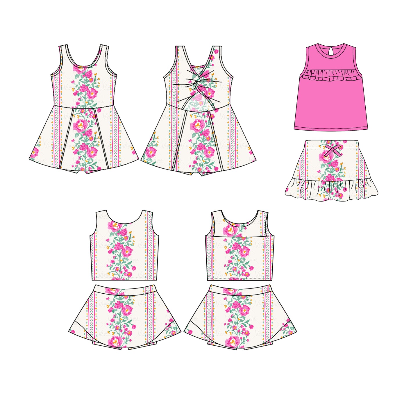 GSD2104   Flowers western short sleeve shorts girl summer outfit 202505 RTS