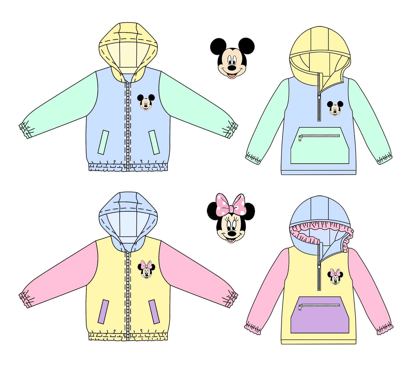 BT0766 preorder mouse pocket zipper hoodie boy hoodie shirt top 202406