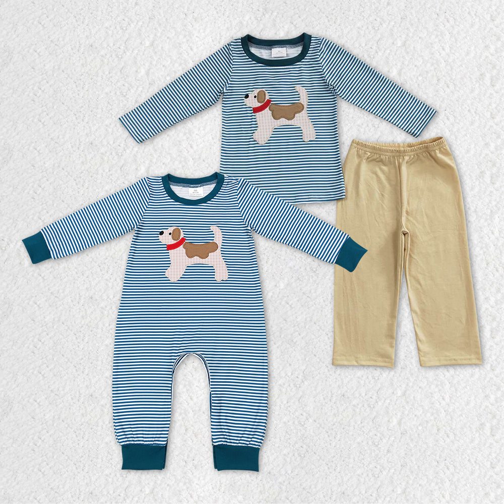 LR0727 RTS dog embroidery long sleeve girl romper 20231103