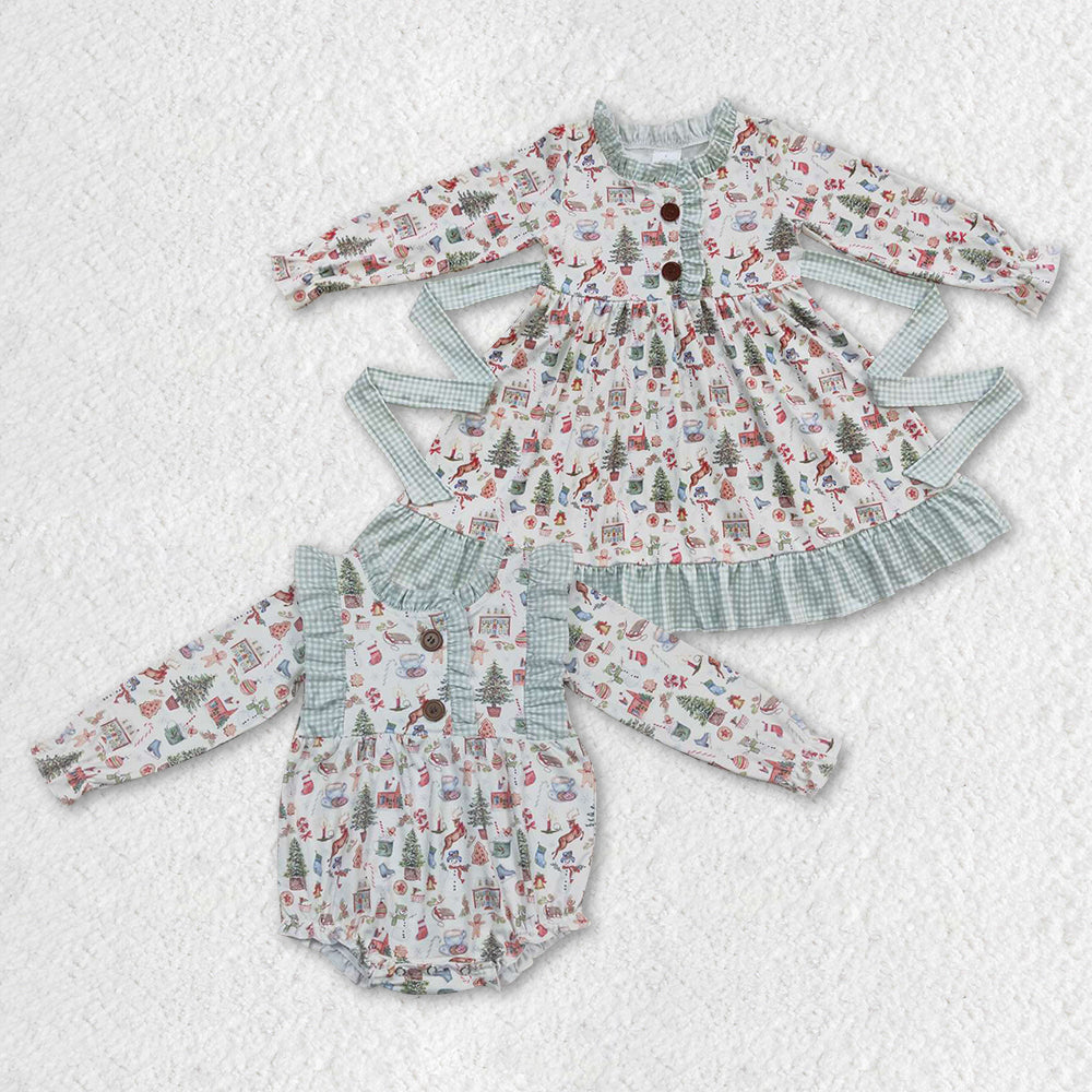 LR0556 Christmas deer snow long sleeve girl romper 20230916 RTS