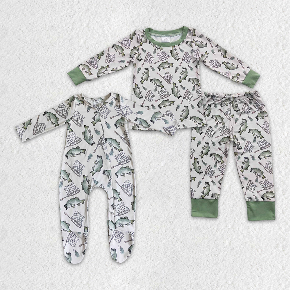 BLP0179 western fish long sleeve kids boy pajamas outfit 20230704 RTS