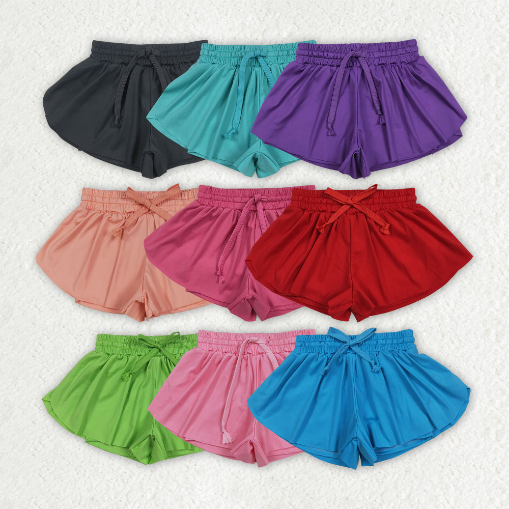 SS0552 yoga butterfly shorts solid color girl kids shorts 202506 RTS