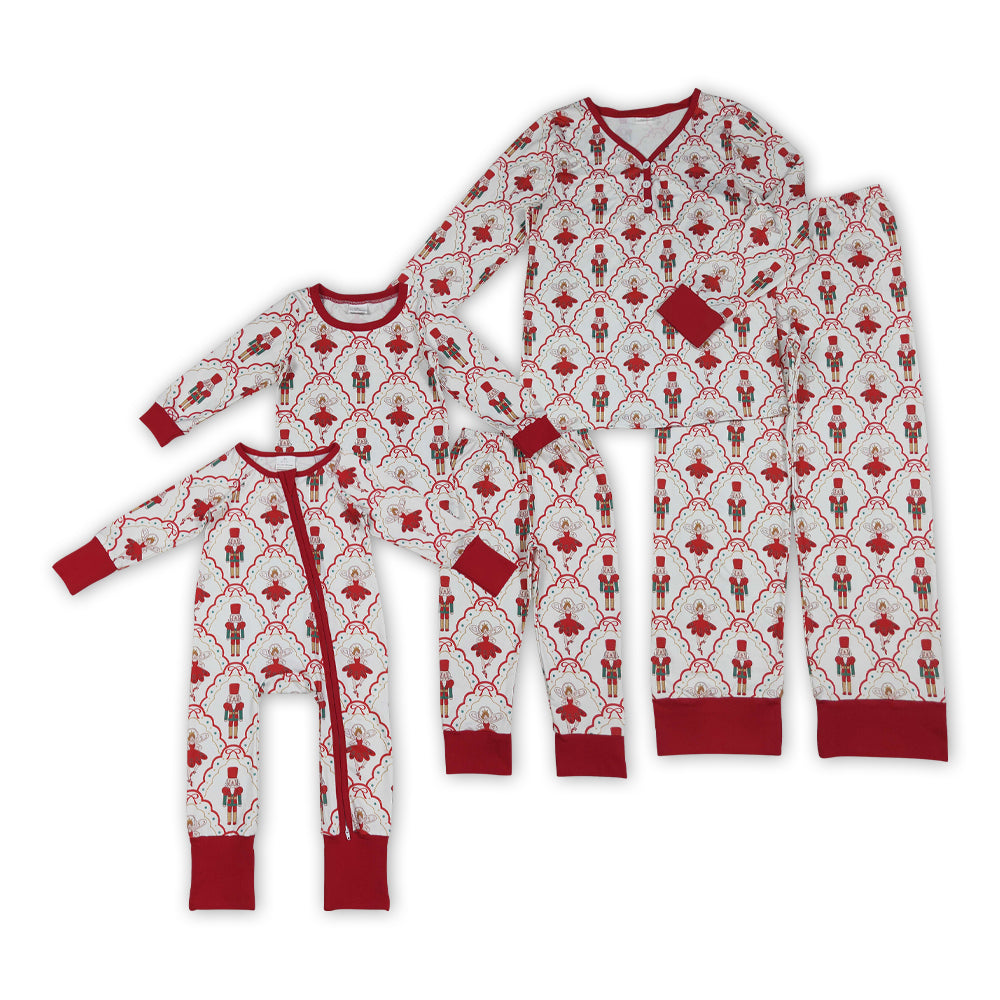 NO MOQ RTS GLP2808 (2) Girl Clothes Nutcracker Fairy Allover Print Long Sleeve Cuff Pant Pajama Clothes Set 202610